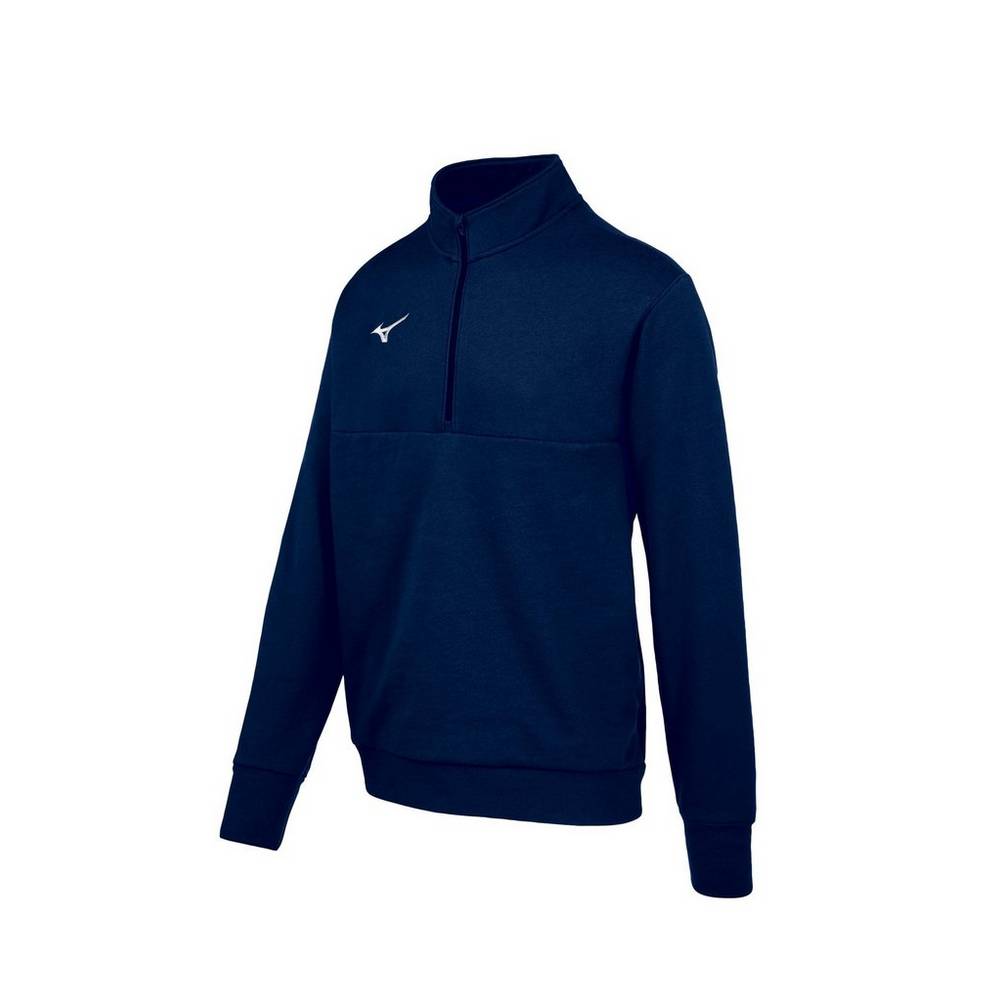 Mizuno MZ1 1/4 Cipzáros Fleece Férfi Pulóver Sötétkék WSV421873